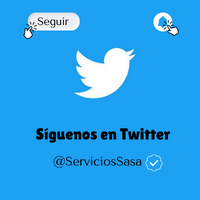 Se brinda información para que los usuarios en Twitter puedan seguir la cuenta SASA, a través del nombre de usuario @ServiciosSasa